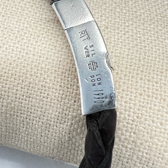 Robert Tateossian Brown Leather Silver Clasp Bracelet .925 - Picture 2 of 8
